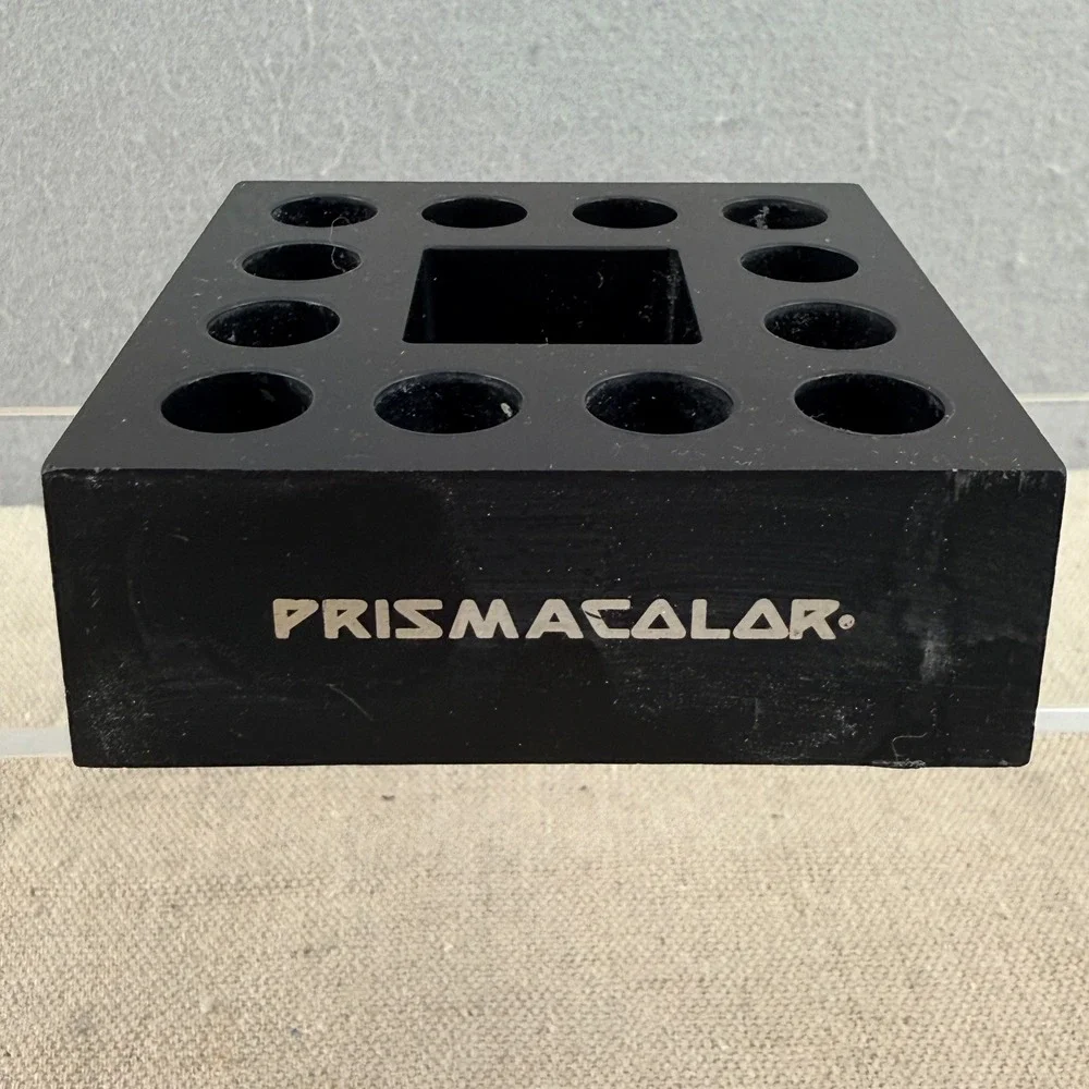 Vtg‎ Prismacolor Black Plastic Marker Pencil Holder Stand Desk Organizer 12 Slot